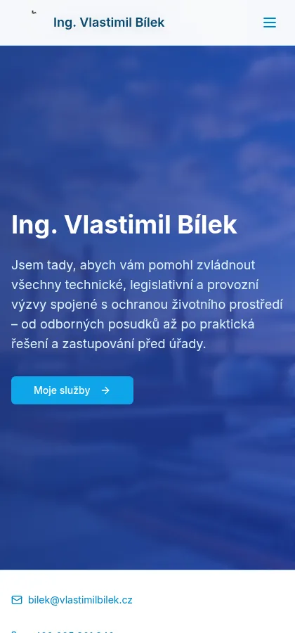 Stejná stránka VlastimilBilek.cz v šířce 420 pixelů, tak jak ji návštěvník vidí na mobilu.